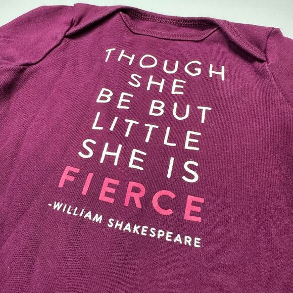 Old Navy Baby Girls 0-3 Months Long Sleeve William Shakespeare Fierce One Piece - Picture 4 of 6
